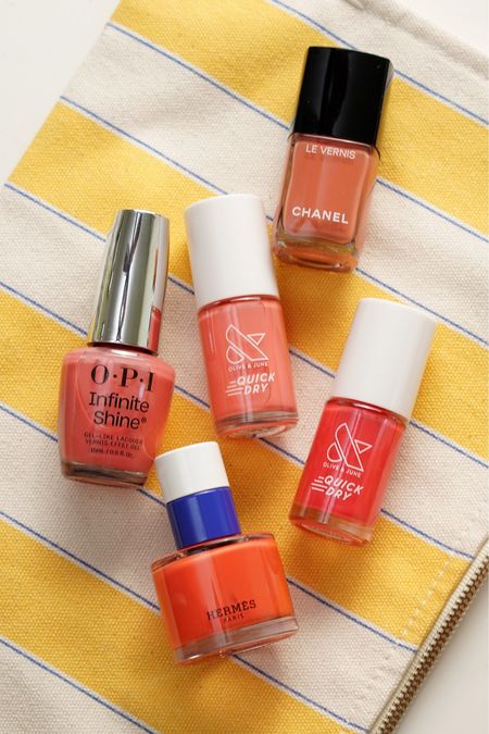 Coral polish shades for summer

OPI Megawatt Hot
Olive and June Cape
Olive and June Picante
Chanel Sun Drop
Hermes Orange Tonique

#LTKBeauty