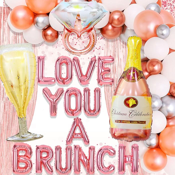 LaVenty 48pcs Rose Gold Love You a Brunch Balloons & Decoration Set for Bridal Shower, Party | Amazon (US)