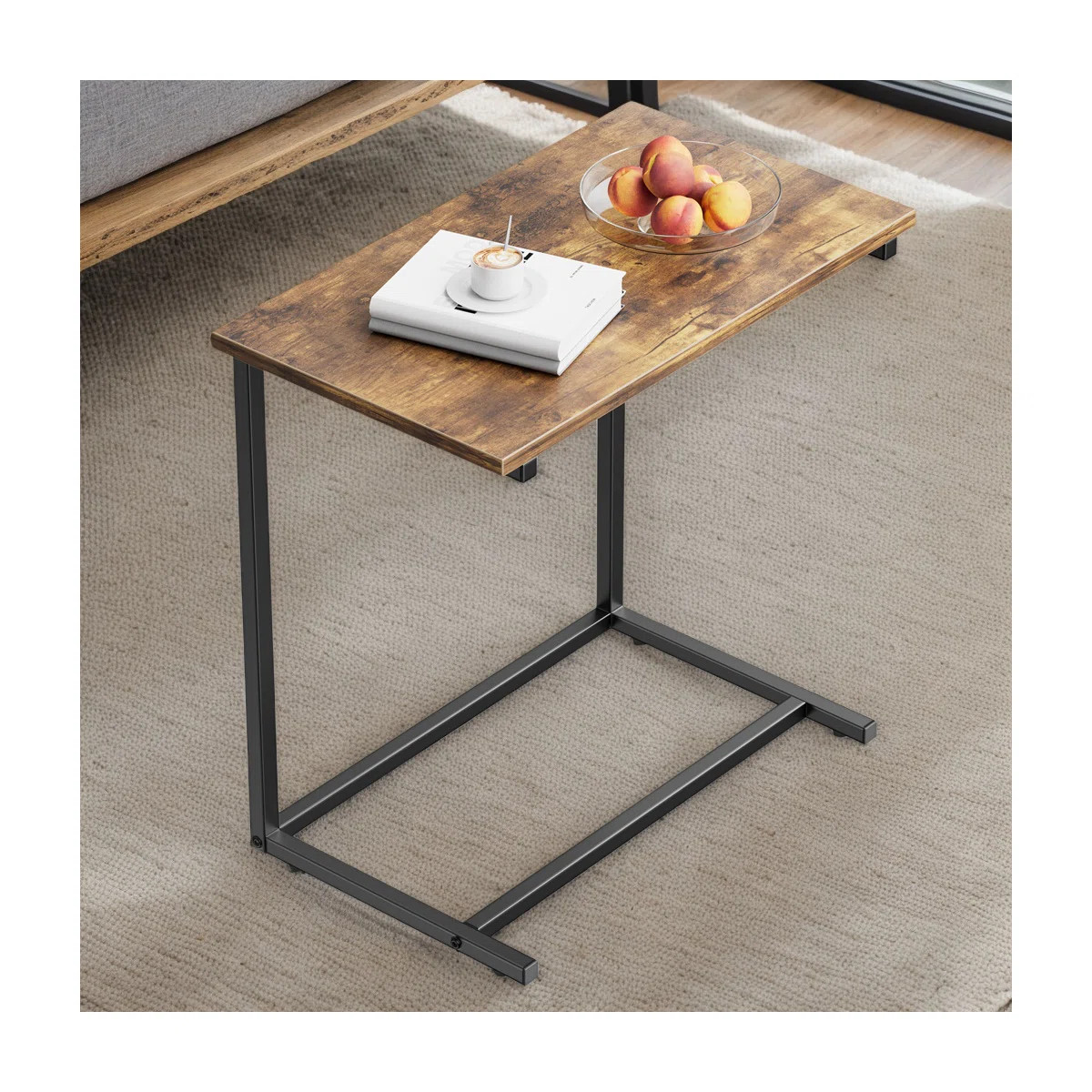 Gilsum C-Shaped End Table, with Solid Wood Top & Steel Base | Wayfair North America