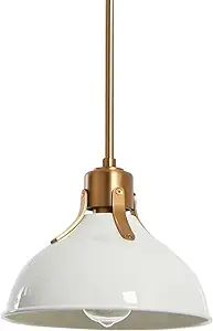 Robert Stevenson Lighting Cooper - Metal Ceiling Light with Shade, White and Brushed Gold | Amazon (US)