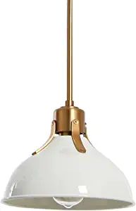 Robert Stevenson Lighting Cooper - Metal Ceiling Light with Shade, White and Brushed Gold | Amazon (US)