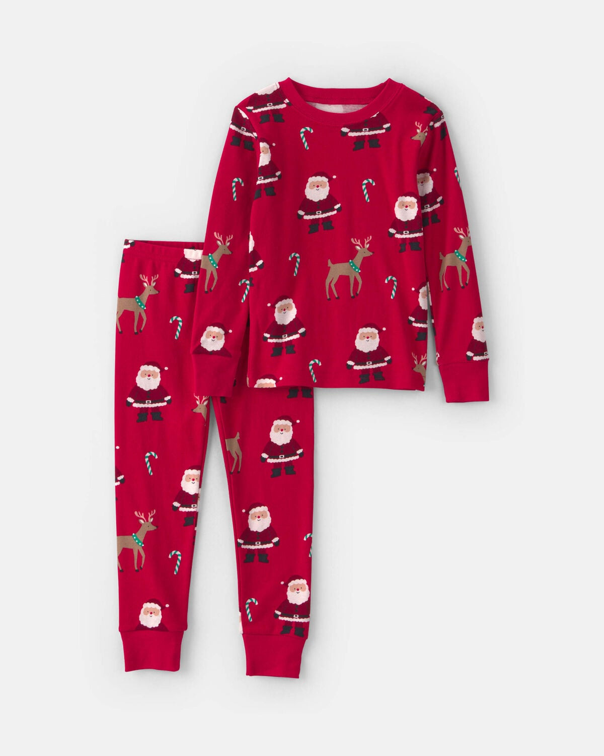 Baby 2-Piece Beige Santa Christmas 100% Cotton Snug Fit Pajama Set - Red | Carter's Inc