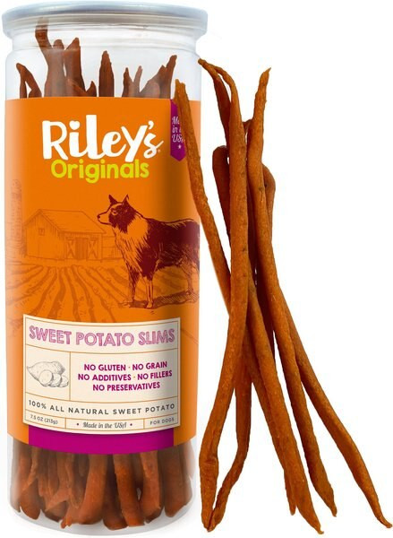 Riley's Slims Dried Sweet Potato Dehydrated Dog Treats, 7.5-oz jar | Chewy.com