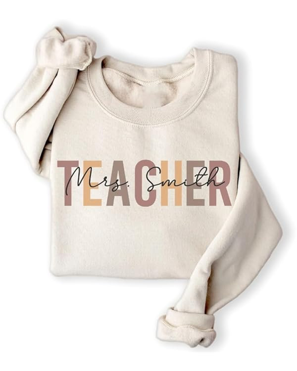 Custom Teacher Last Name Shirt,Cute Teacher Sweatshirt,Teacher Mrs Sweatshirt,Custom Teacher Shir... | Amazon (US)