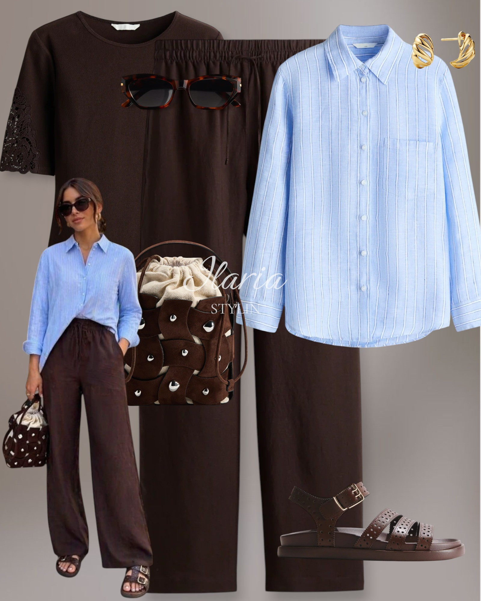 Costal Chic Spring Outfit | Striped Shirt & Brown Linen Pants 🤎🩵

outfit ideas, spring outfit, summer outfit, blue shirt, striped shirt, brown top, ribbed top, lace top, brown pants, linen-blend pants, drawstring pants, brown sandals, strappy sandals, brown bag, suede bag, bucket bag, crossbody bag, casual outfit, casual chic outfit

#LTKStyletip 

#LTKootd #LTKSeasonal