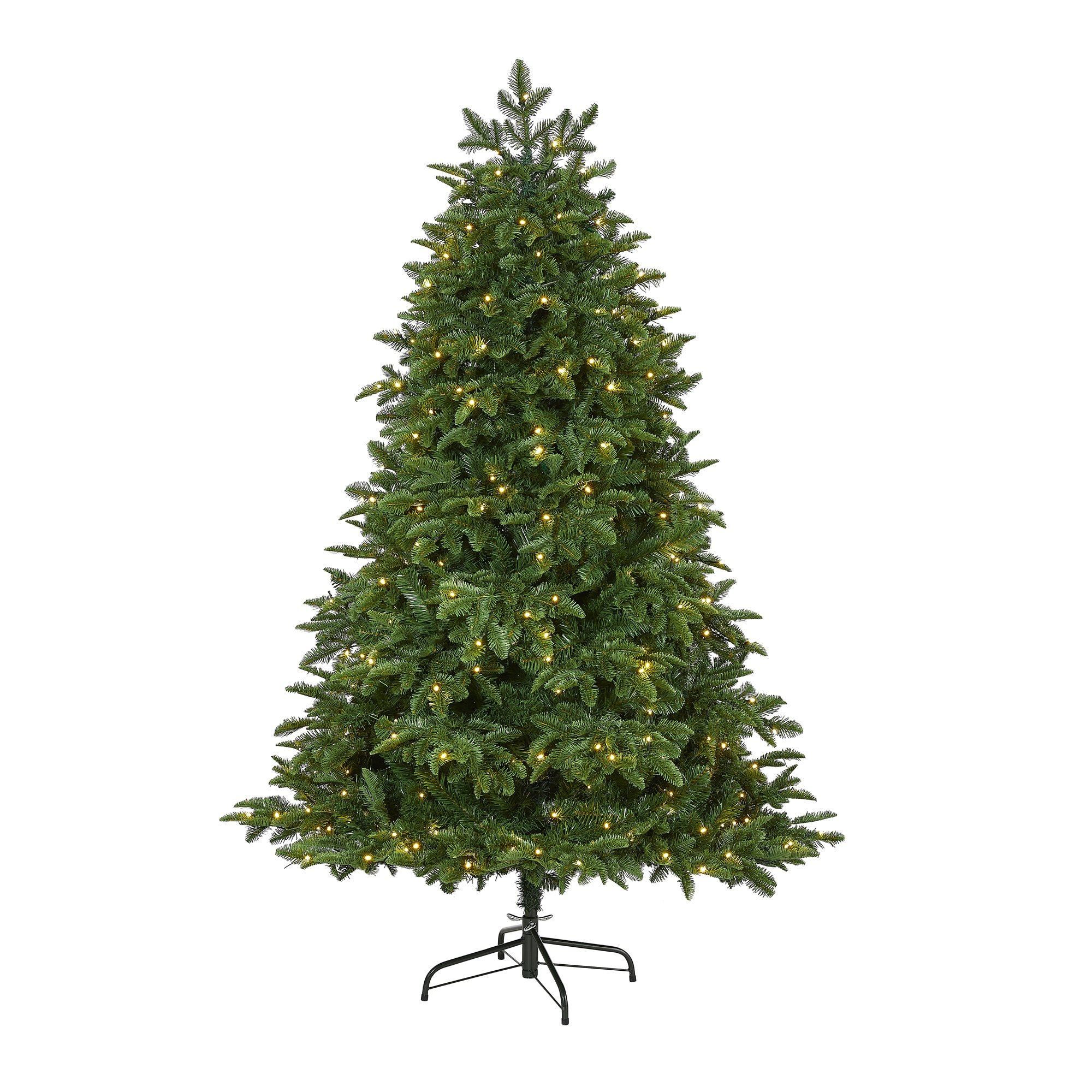 6’ Wyoming Fir Artificial Christmas Tree with 350 Clear LED Lights and 844 Bendable Branches | Nearly Natural