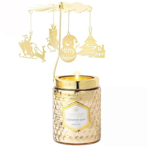 Christmas Rotatable Scented Candles Gift- Cinnamon Apple Candles- Merry Christmas Winter Holiday Gifts for Her, Mom, Sister, Wife(5 oz) | Amazon (US)