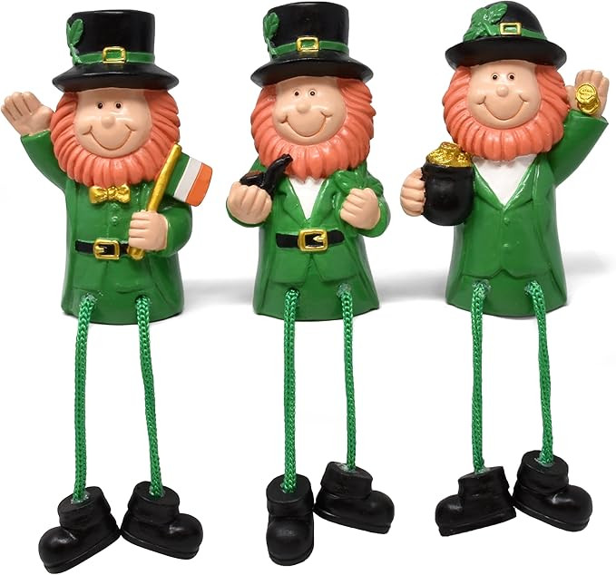 St Patrick's Day Leprechaun Figurines Table Decorations Set of 3 Resin Leprechauns Shelf Sitters ... | Amazon (US)