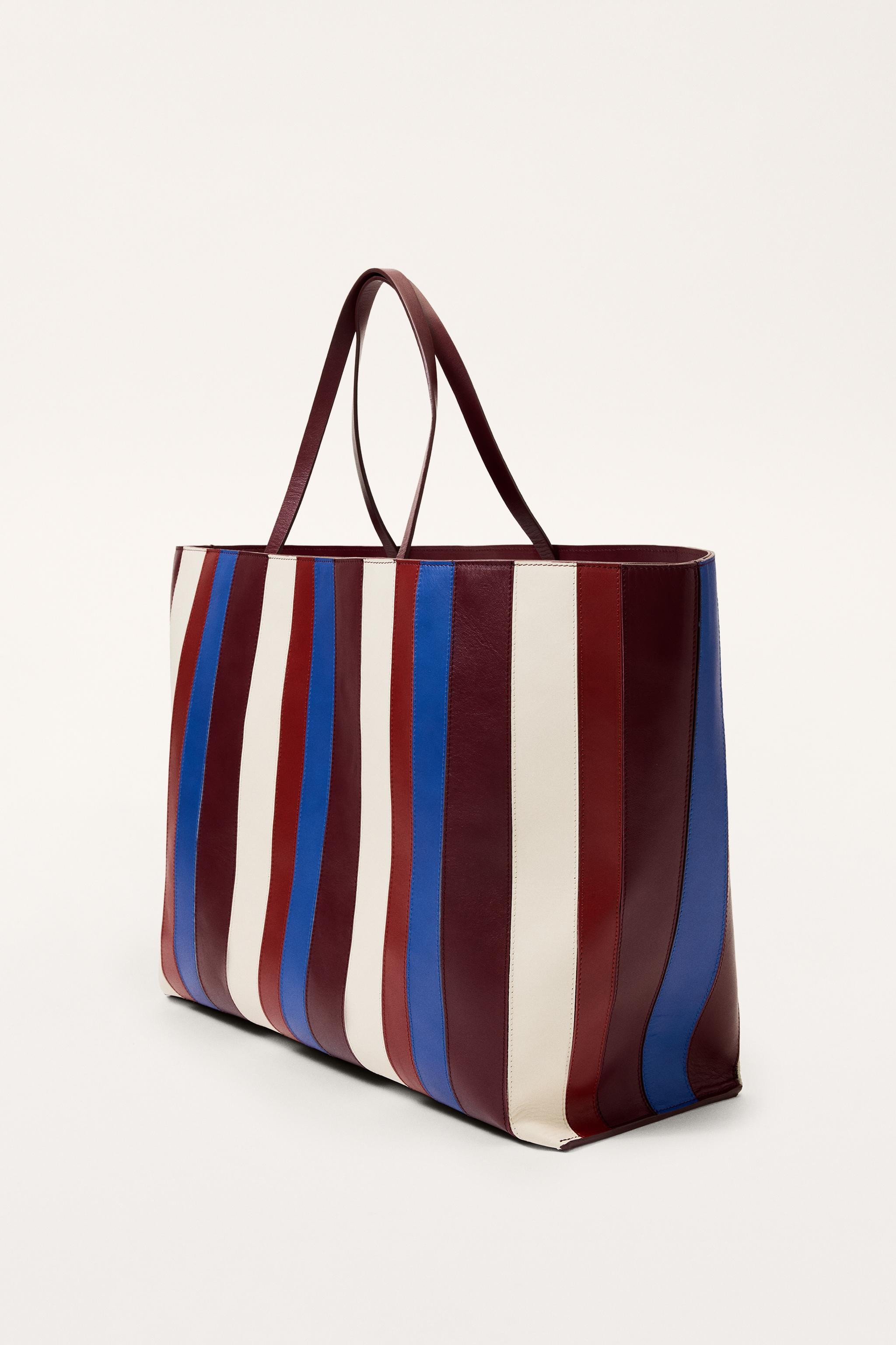 STRIPED LEATHER MAXI SHOPPER LIMITED EDITION | Zara US