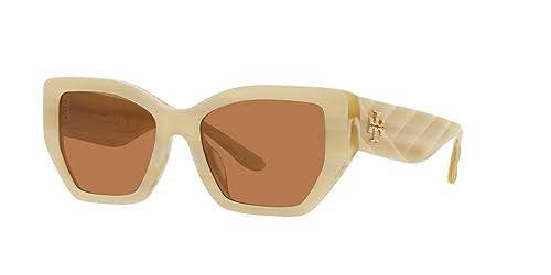 Tory Burch TY7187U Brown & Ivory Horn Sunglasses 53mm | Amazon (US)