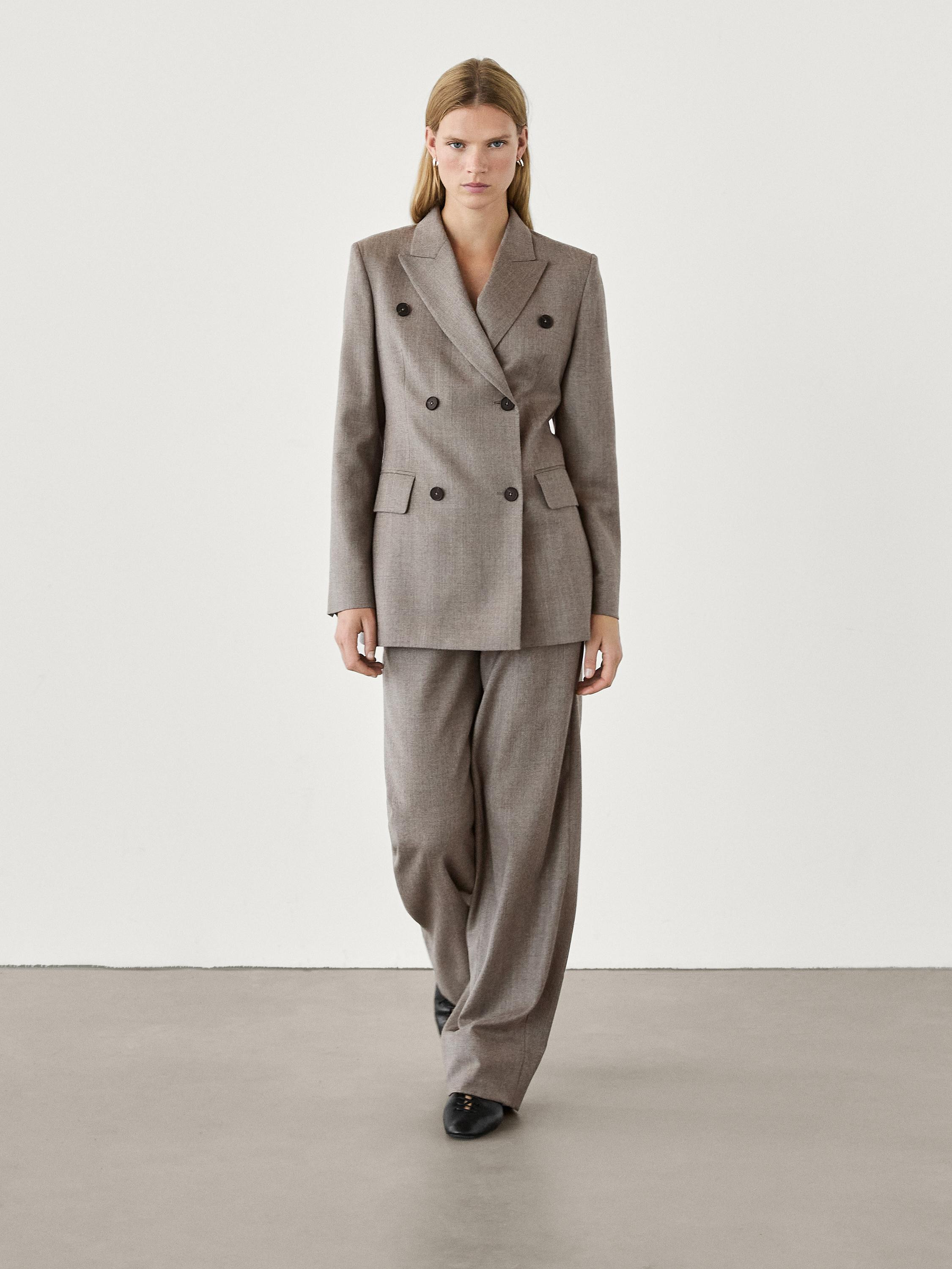 Blazer aus 100% Wolle mit Tasche | Massimo Dutti DE