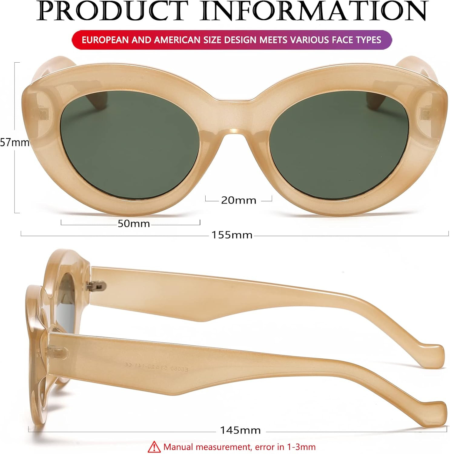 AIEYEZO Oversized Cat Eye Sunglasses for Women Cute Oval Thick Frame Cateye Sun Glasses Chic Retr... | Amazon (US)