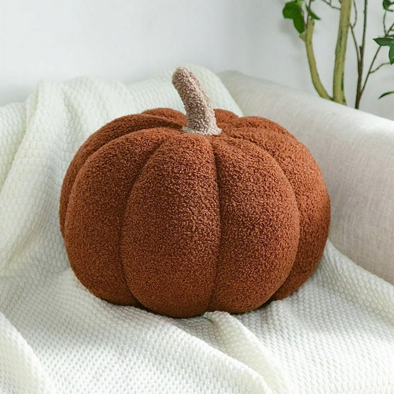 Teddy Fleece Pumpkin Throw Pillows Ultra Soft Sherpa Decorative Cute 3D Shaped Cushion, White, 15... | Walmart (US)