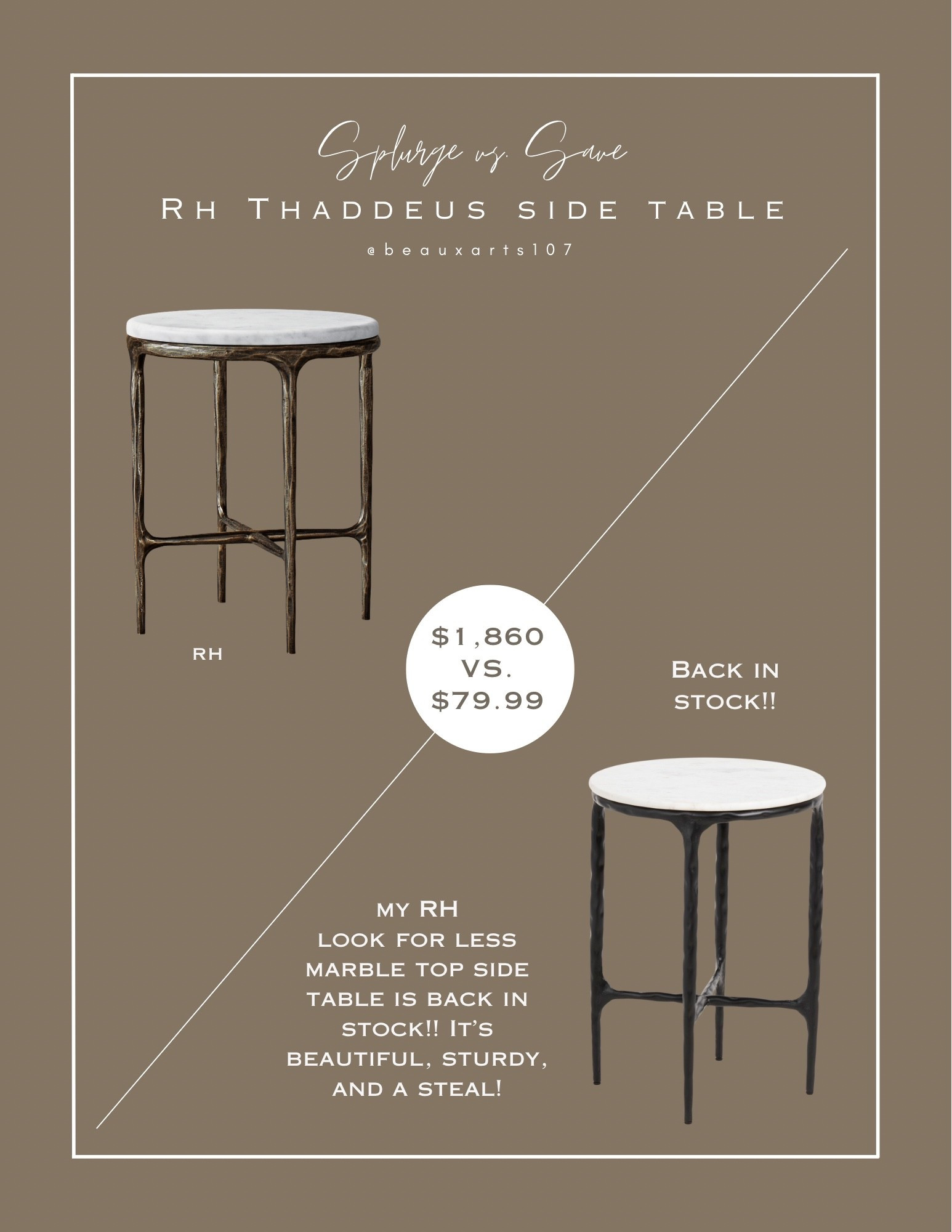 Dave on this gorgeous marble top RH look for less side table is back in stock!

#LTKSaleAlert #LTKStyleTip #LTKHome