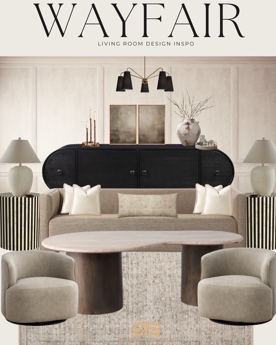 Effortless and inviting obsessed with this warm neutral living space, styled entirely with Wayfair gems. From the soft, swivel seating to the bold black console and sculptural table every detail brings a refined, cozy touch. 🤍

#WayfairFinds
#NeutralDecorStyle
#ModernHomeVibes
#LivingRoomGoals
#WayfairHome

#CozyModernStyle
#NeutralInteriorInspo
#DesignLoversUnite
#InteriorDetails
#summerthompsonstyles



#LTKHome