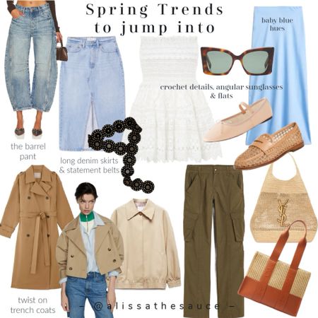 Spring Trends to add to your closet
Easter gets me officially excited for spring & summer ☀️ 
Trench coats are everywhere, oversized, classic and so many fun twists 🧥 In denim a barrel pant or long denim skirt is a great update 
Baby blue 🩵 hues, crochet white dress, olive green cargos, oversized belts and raffia bags
Who’s ready to start shopping 🛍️ 


#LTKover40 #LTKstyletip #LTKU