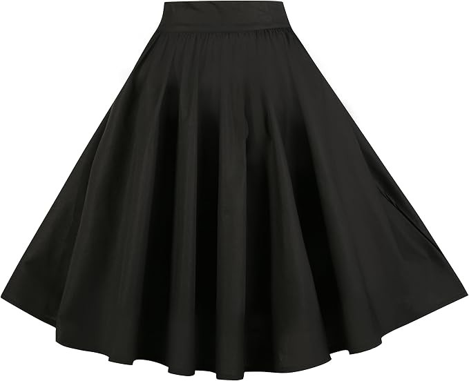 BI.TENCON Women Vintage Skirt Smock Waist Rockabilly Swing Casual Party Skirts | Amazon (US)