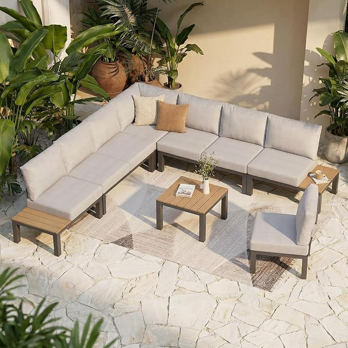 ZANDOR 7 Pieces Aluminum Outdoor Patio Furniture Set, Movable Backrest Modular Sectional Sofa Set... | Amazon (US)