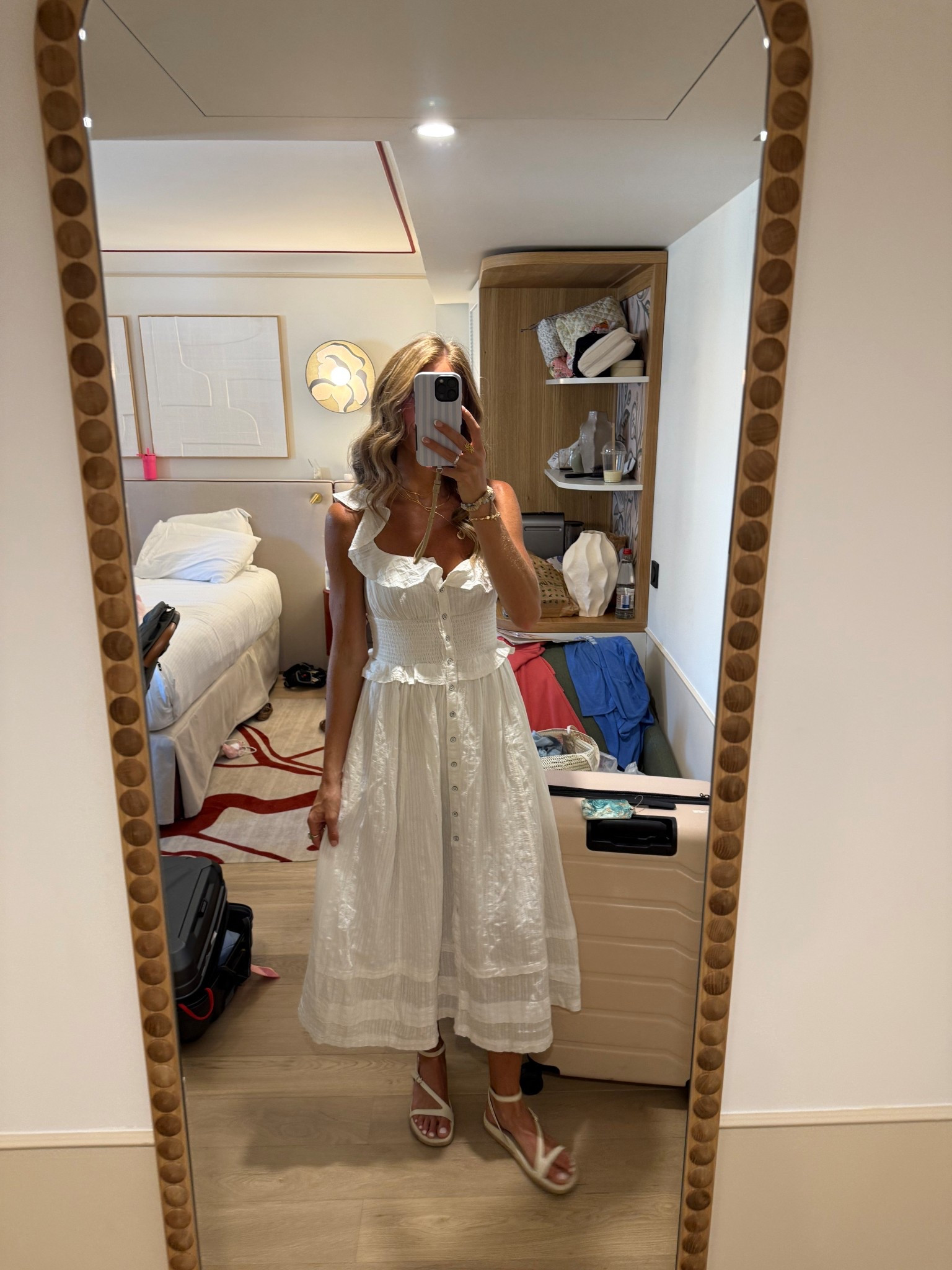 Europe outfit I wore to Provence France. Wearing a small in this white dress. Stretchy waistband