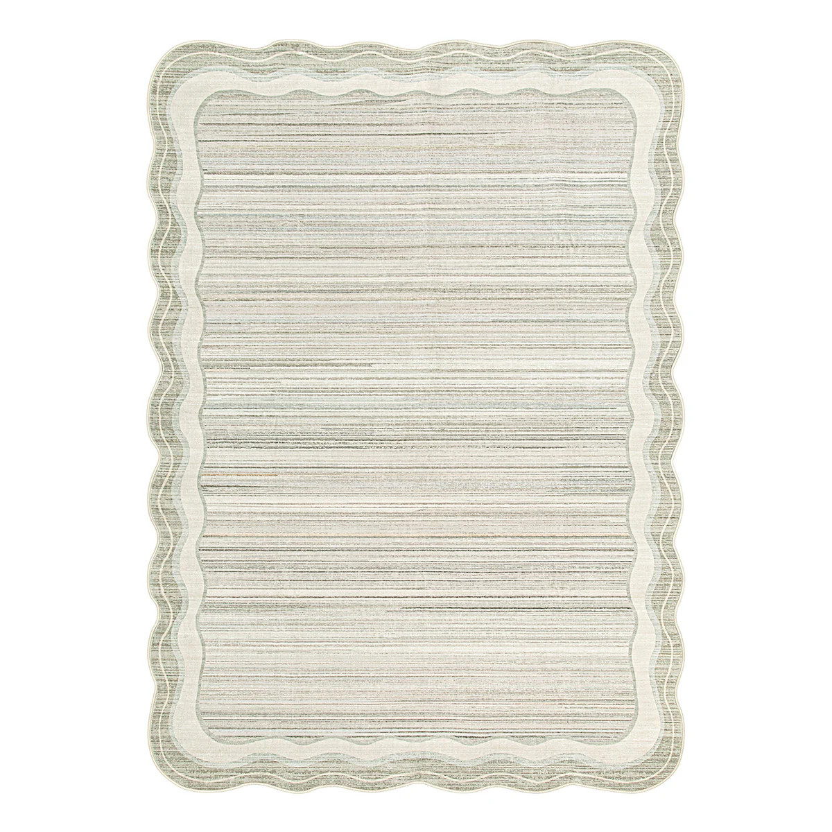 Washable Beige Scalloped Rug | Estelle Modern Style - Lahome | Lahome