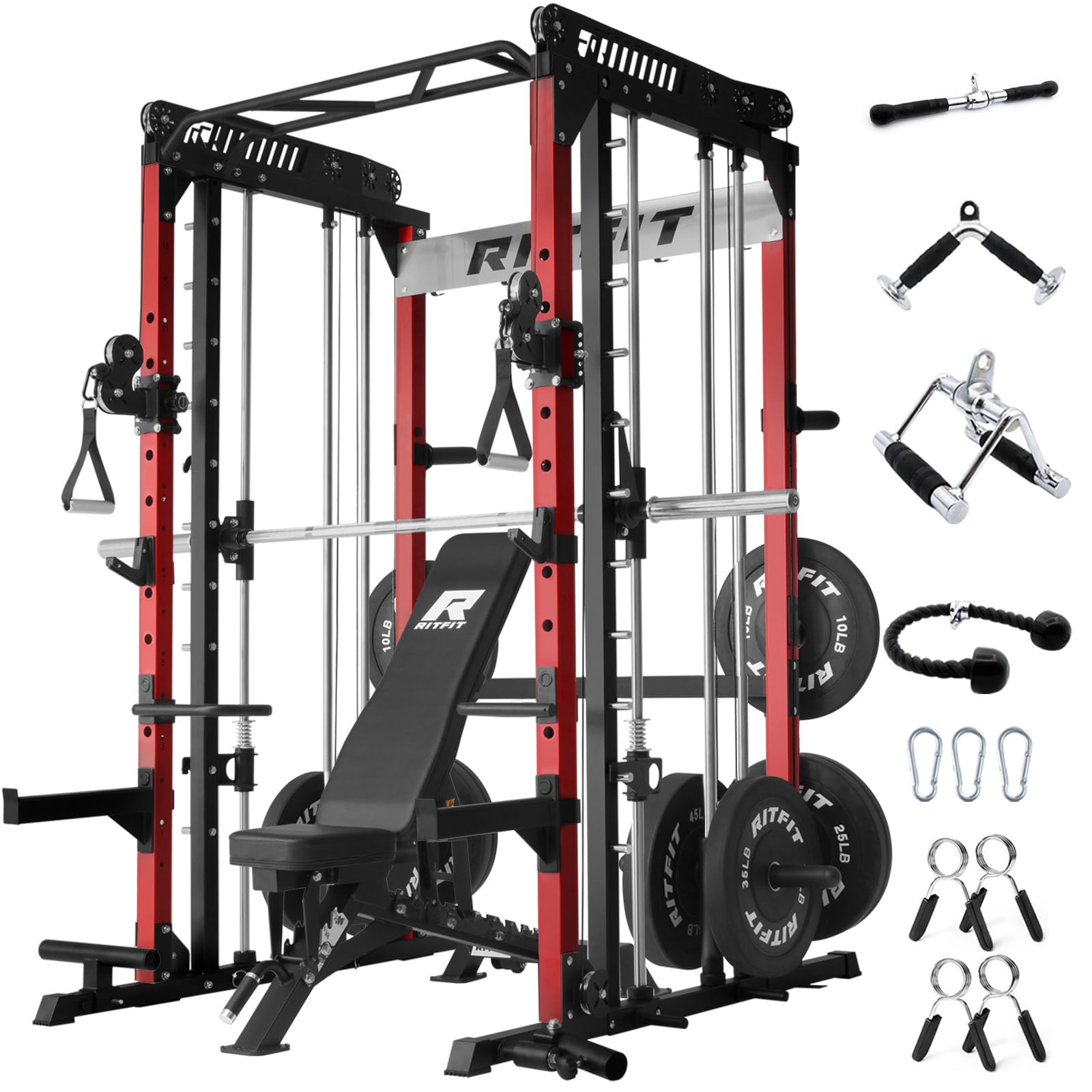 RitFit M1 & M1 Pro Smith Machine with Cable Crossover System, Multi-Function Squat Rack Power Cag... | Amazon (US)