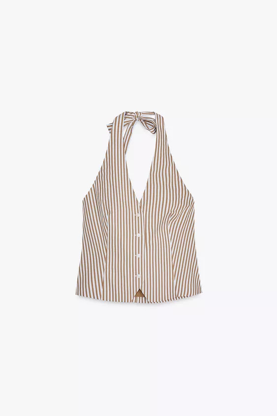 STRIPED HALTER VEST TOP | Zara US