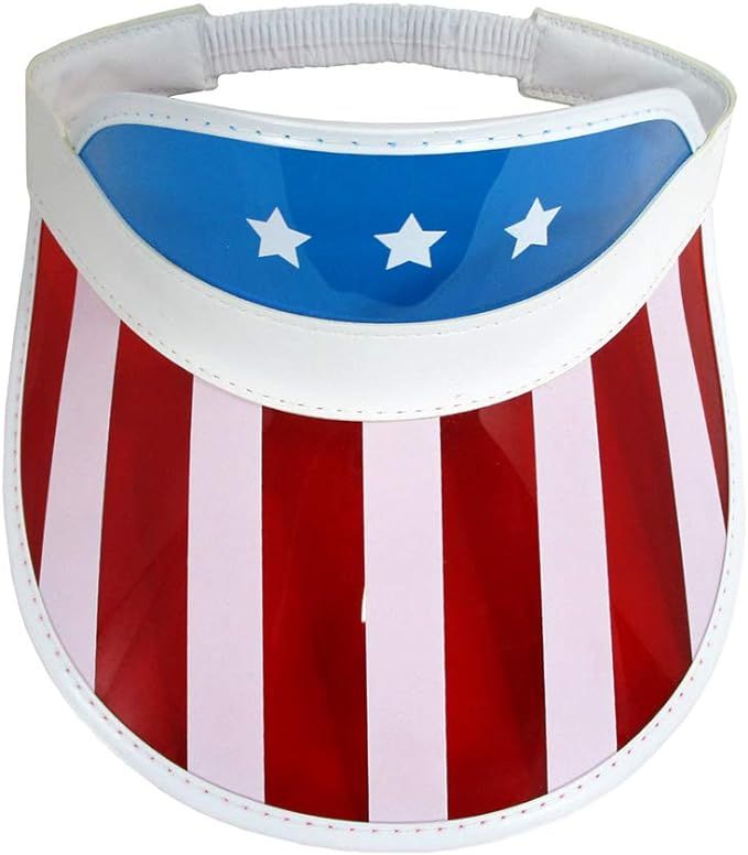 USA American Flag Hat-American USA Flag Visors- 4th of July Patriotic Beach Visor- Clear Plastic ... | Amazon (US)
