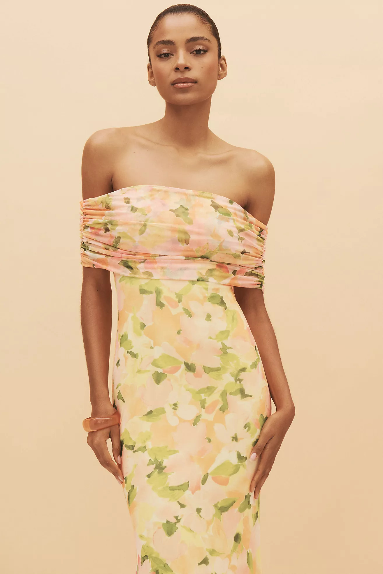 AFRM McCall Off-the-Shoulder Mesh Maxi Dress | Anthropologie (US)