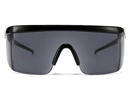FEISEDY Oversized Mirror Shield Sport 80s Sunglasses Ski Goggles Flat Top One Piece Futuristic Visor Women Men B2522 | Amazon (US)