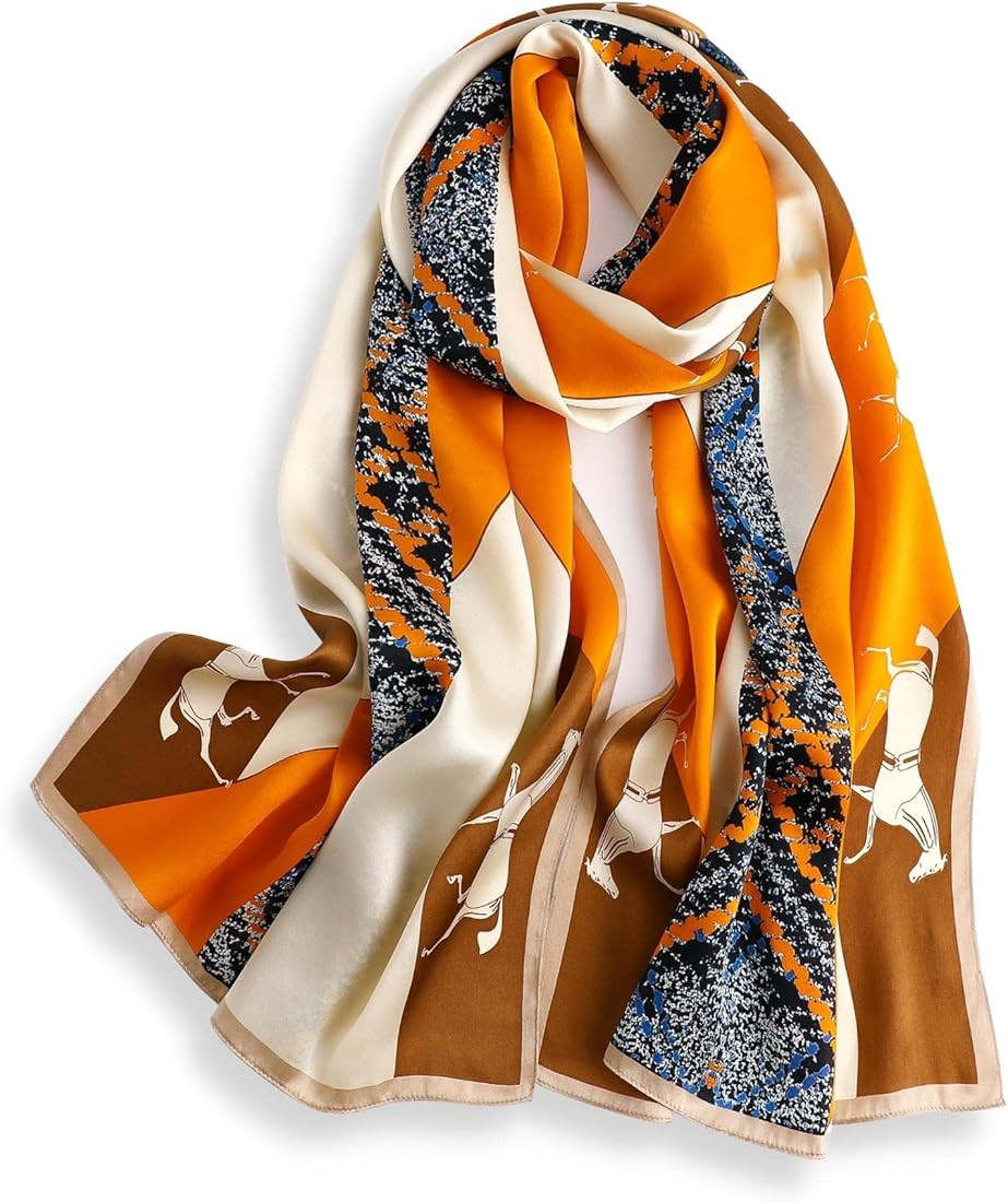 PoeticEHome 100% Mulberry Silk Long Scarf - Women's Large Oblong Shawl for Head, Neck, and Hair W... | Amazon (US)