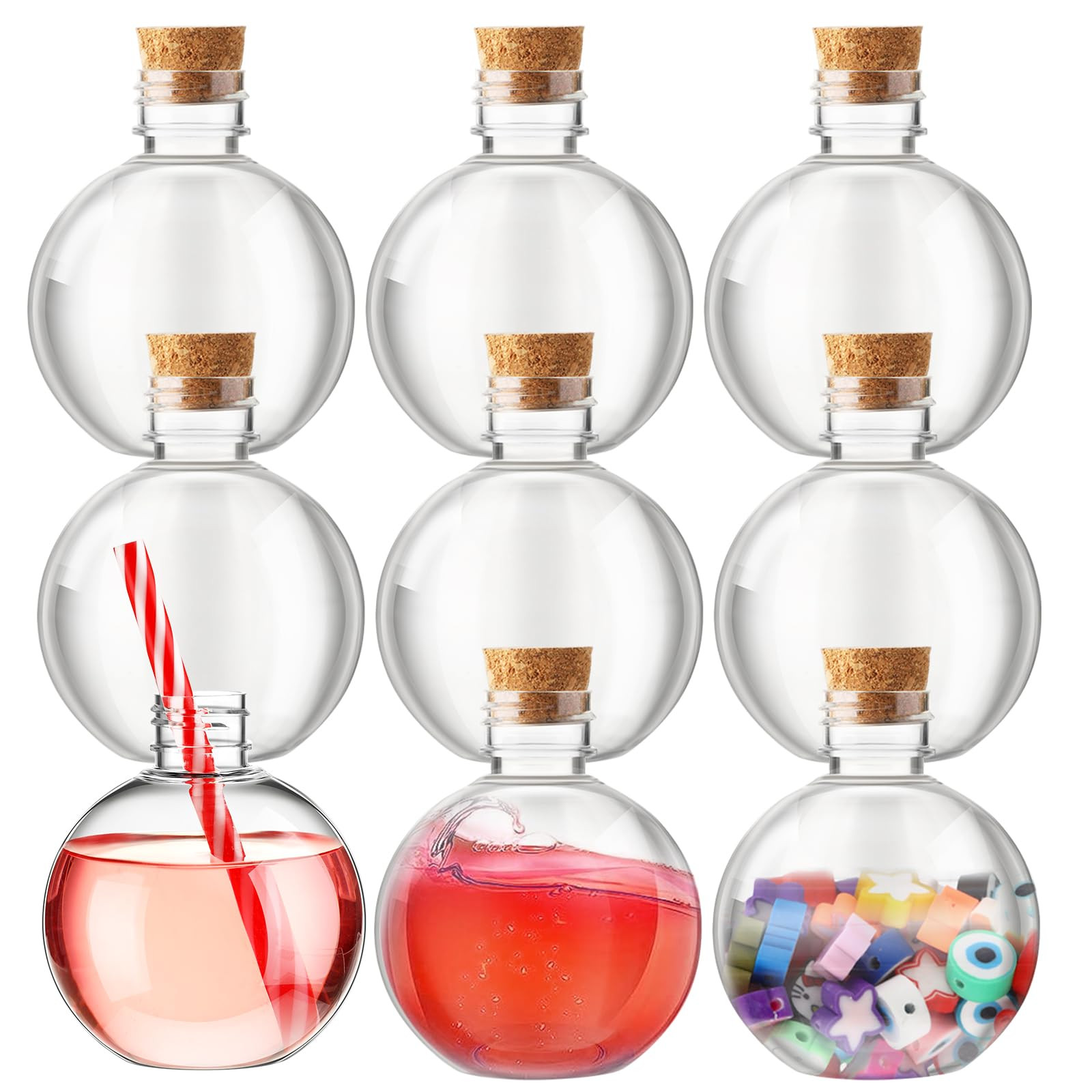 Jinei 9 Sets 8 oz Spherical Plastic Potion Bottles Ball Shape Sand Bottles Clear Plastic Cocktail... | Amazon (US)