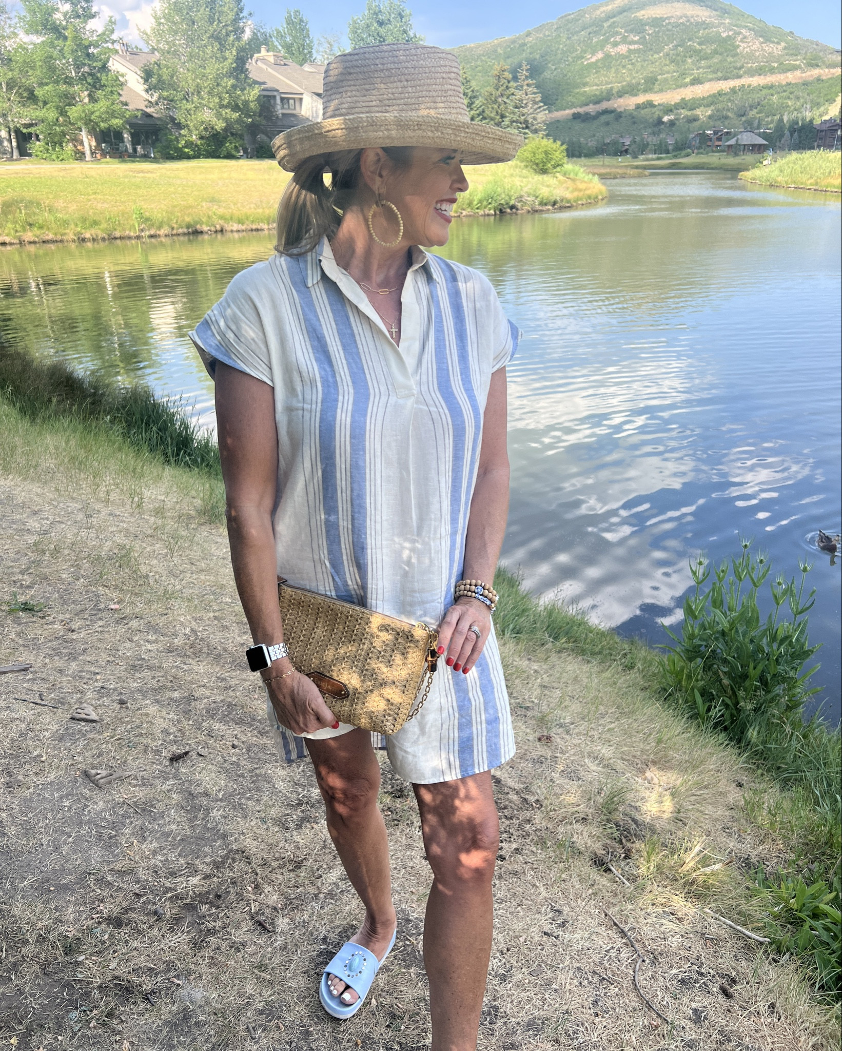 🚨Sale alert & promo codes

The perfect linen shirt dress in coastal blue and ivory.

This easy to wear dress from Banana Republic Factory is so easy to style for Summer days.

I love a shirt dress and even better in linen, as it’s flattering on every figure and easy to wear on hot summer days. 

Accessories finish off the look, with a straw hat, rotten earring and clutch governing that perfect summer vibe touch… 

finishing of the look with these “on trend” Madison Masion cornflower blue slide sandals, with turquoise embellishment. Cute and so comfortable 
🩵 SAVE 15% with code DARCY15

#LTKSaleAlert #LTKStyleTip #LTKTravel