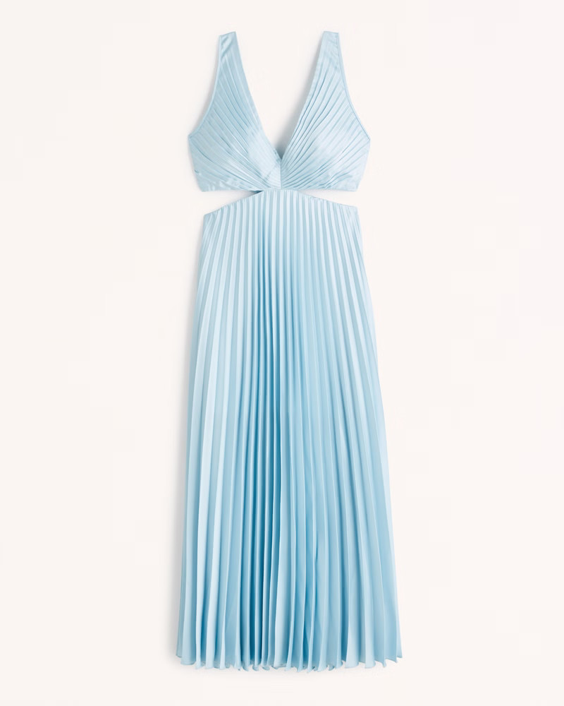 Satin Pleated Cutout Maxi Dress | Abercrombie & Fitch (US)