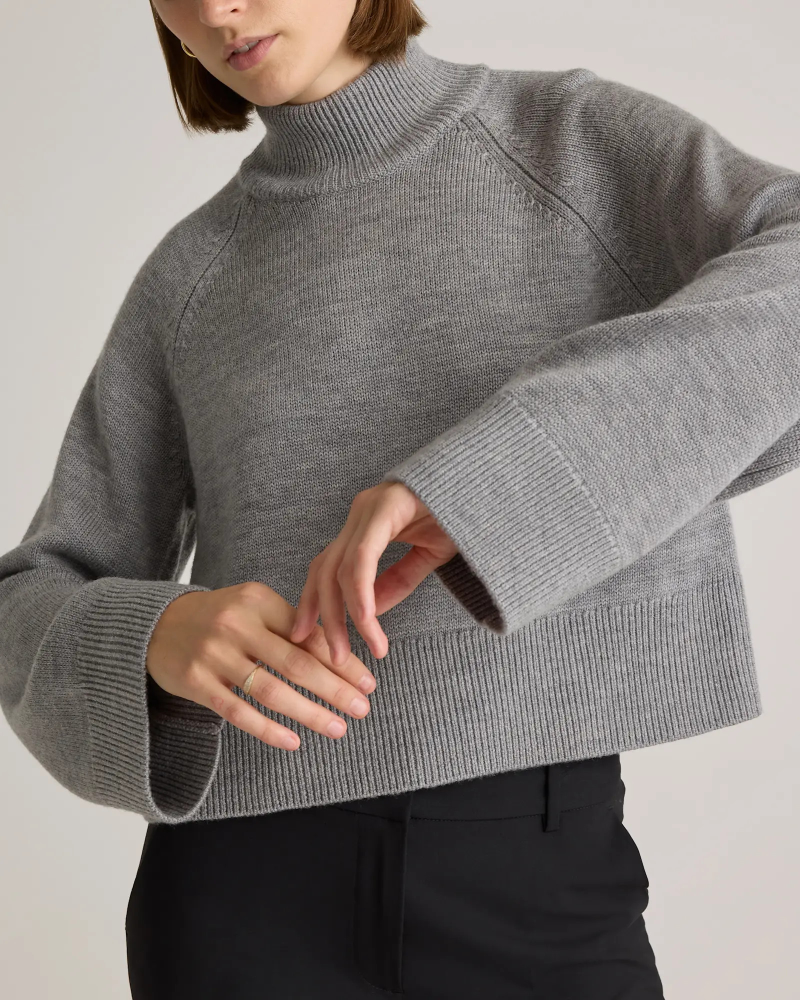 Australian Merino Wool Cropped Mock Neck Sweater | Quince