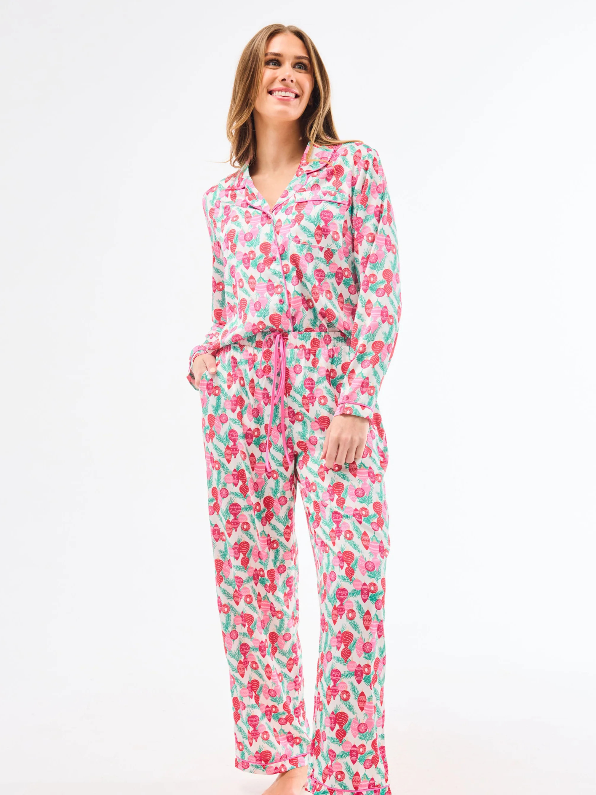 Women's Charlotte Satin Pants Set | Trim the Tree | Mary Square