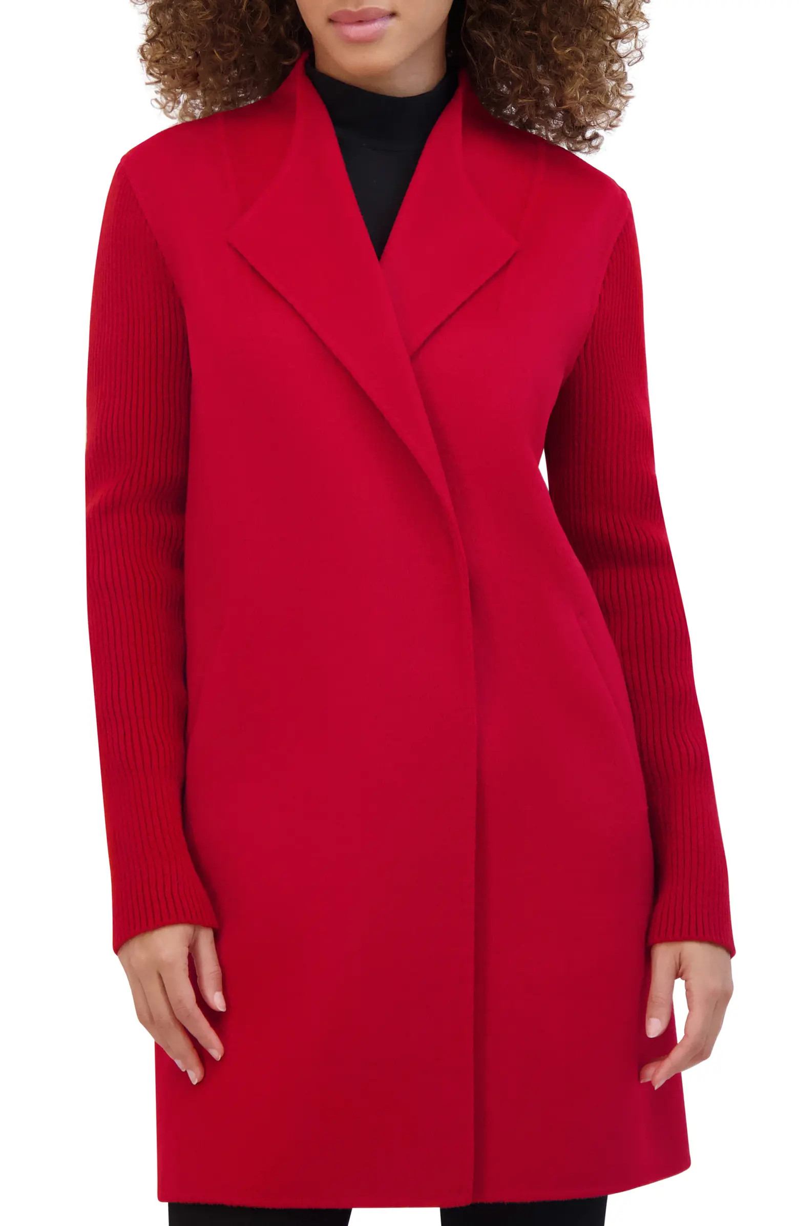 Knit Sleeve Wool Blend Coat | Nordstrom