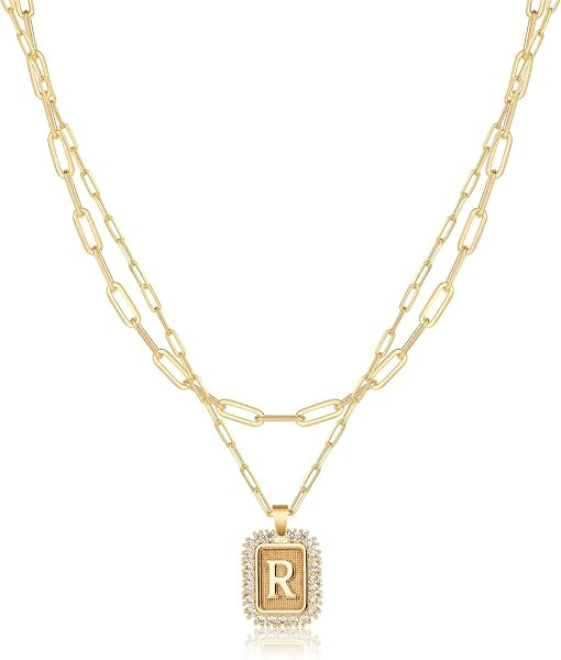 Layered Initial Necklace for Women Dainty Personalized Name Choker | Amazon (US)