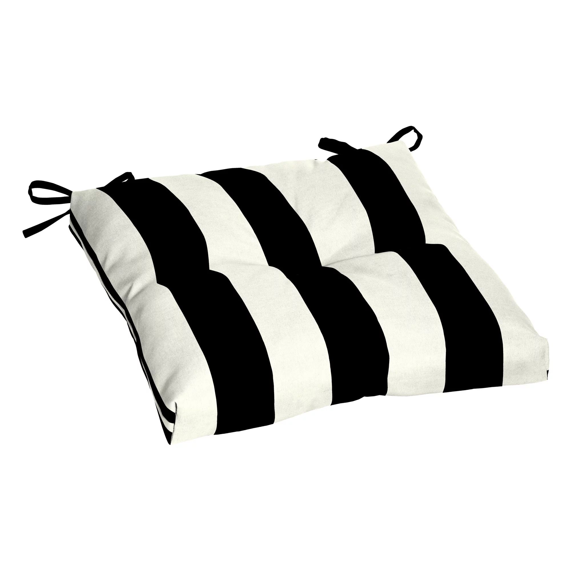 Better Homes & Gardens Black & White Stripe 19 x 18 in. Outdoor Seat Cushion with EnviroGuard | Walmart (US)