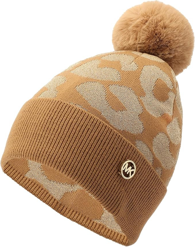 Michael Kors Womens Metallic Leopard Cuff Hat, Stylish Beanie & Fashion Accessory Cap | Amazon (US)
