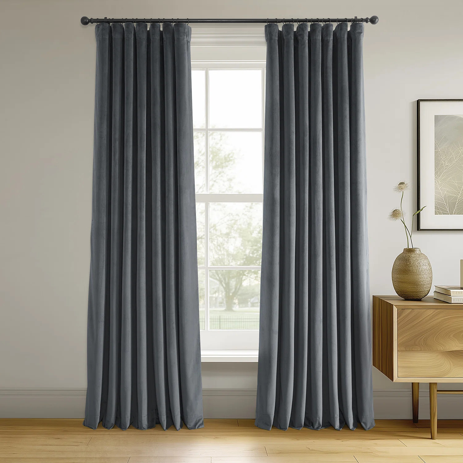 Olivia Signature Thermal Lined 100% Blackout Velvet Curtains for Bedroom & Living Room Curtains S... | Wayfair North America