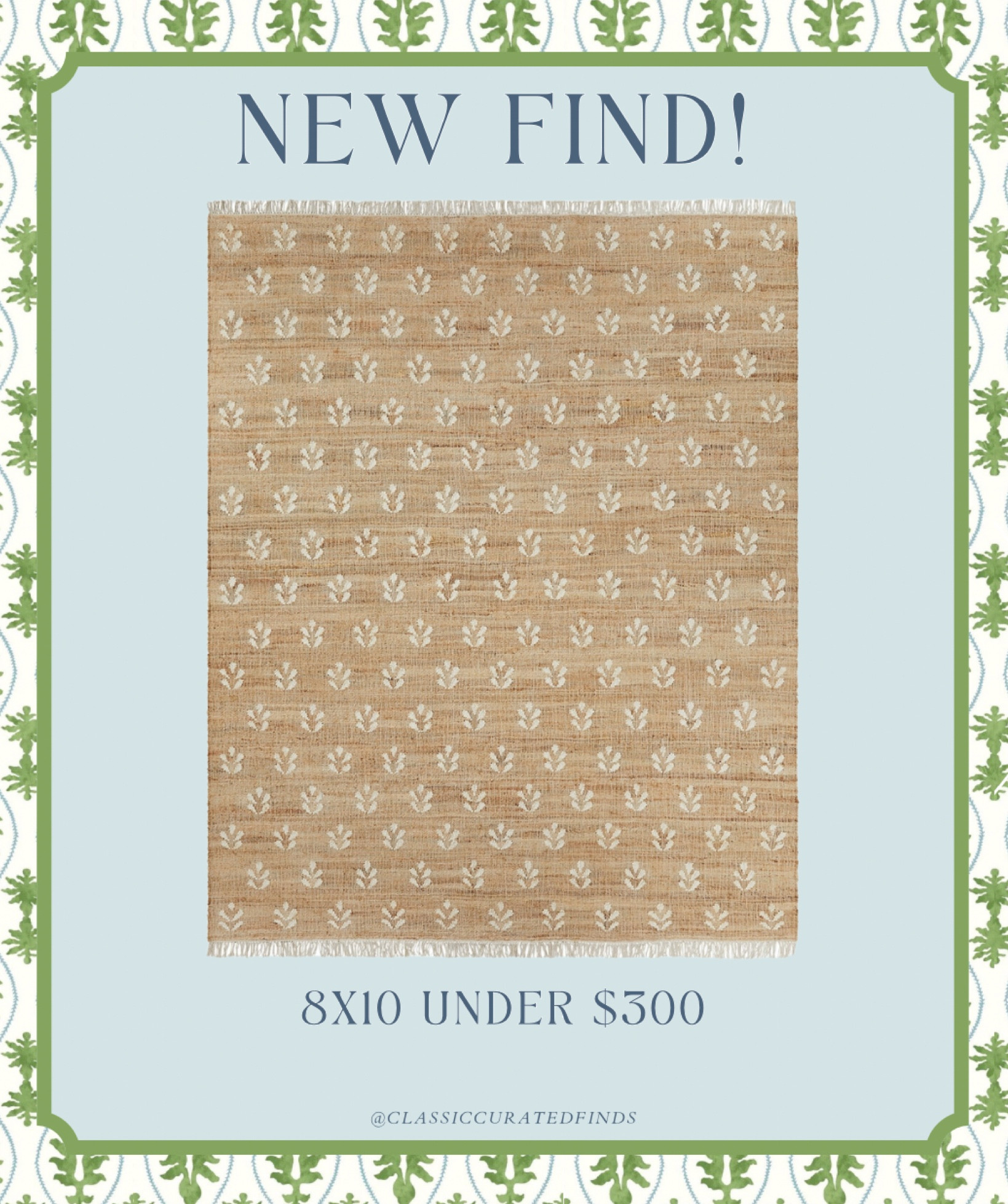 New dupe block print jute rug!! 8x10 is under $300🙌🏻

Look for Less, Jute Rug, Home Decor, Coastal Home

#LTKhome