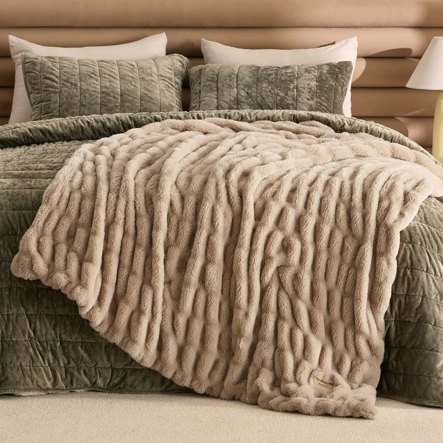 Bedsure Soft Double-Sided Faux Fur Throw Blanket, Light Brown, 50"x60" | Amazon (US)