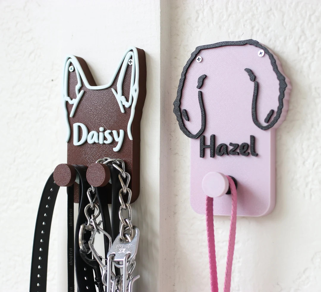 Personalized Dog Leash Holder for Wall, Custom Leash Hanger, Dog Ear Name Sign, Dog Leash Hook, P... | Etsy (US)