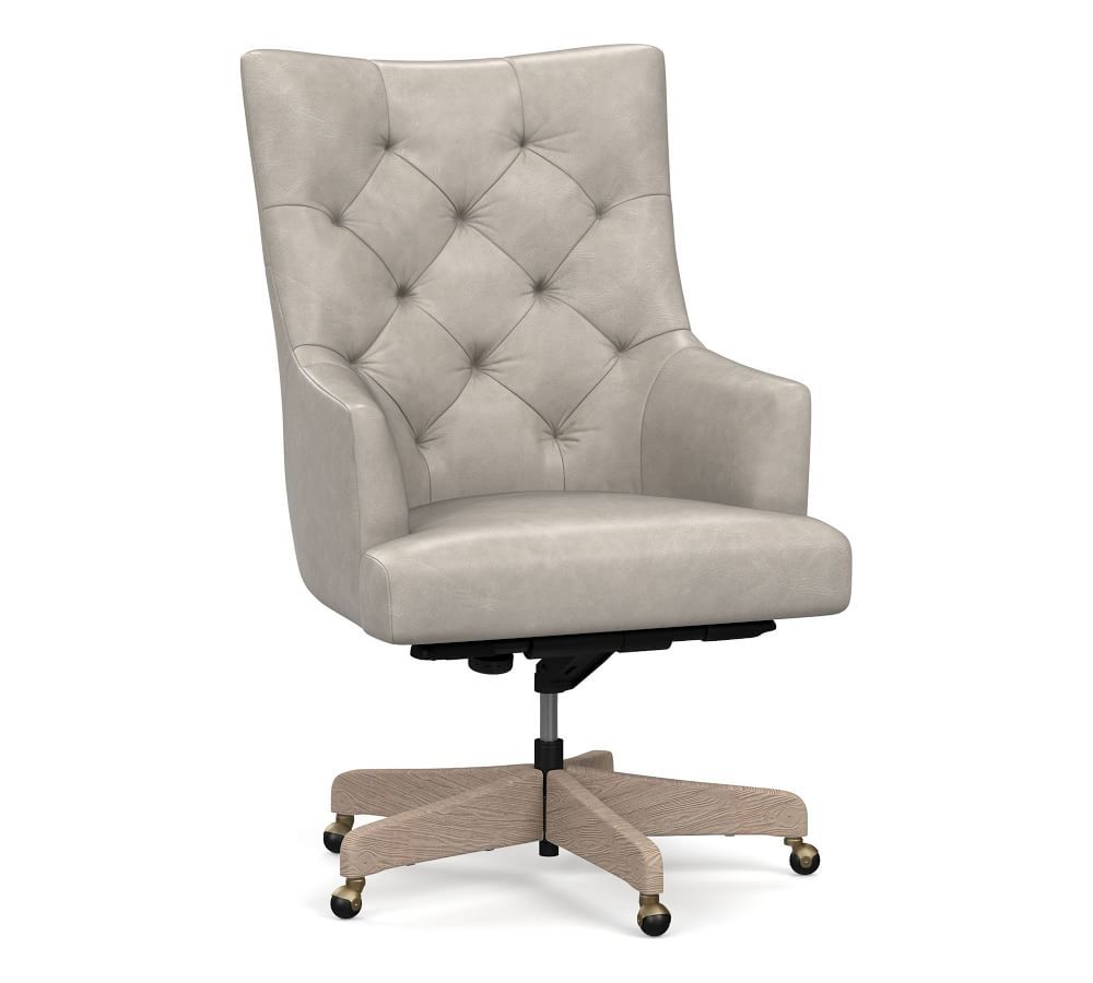 Radcliffe Tufted Leather Swivel Desk Chair | Pottery Barn (US)