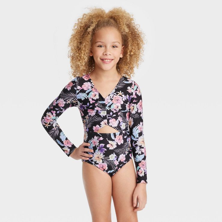 Girls' Floral Printed Tropical Daydream Swimsuit - art class™ | Target
