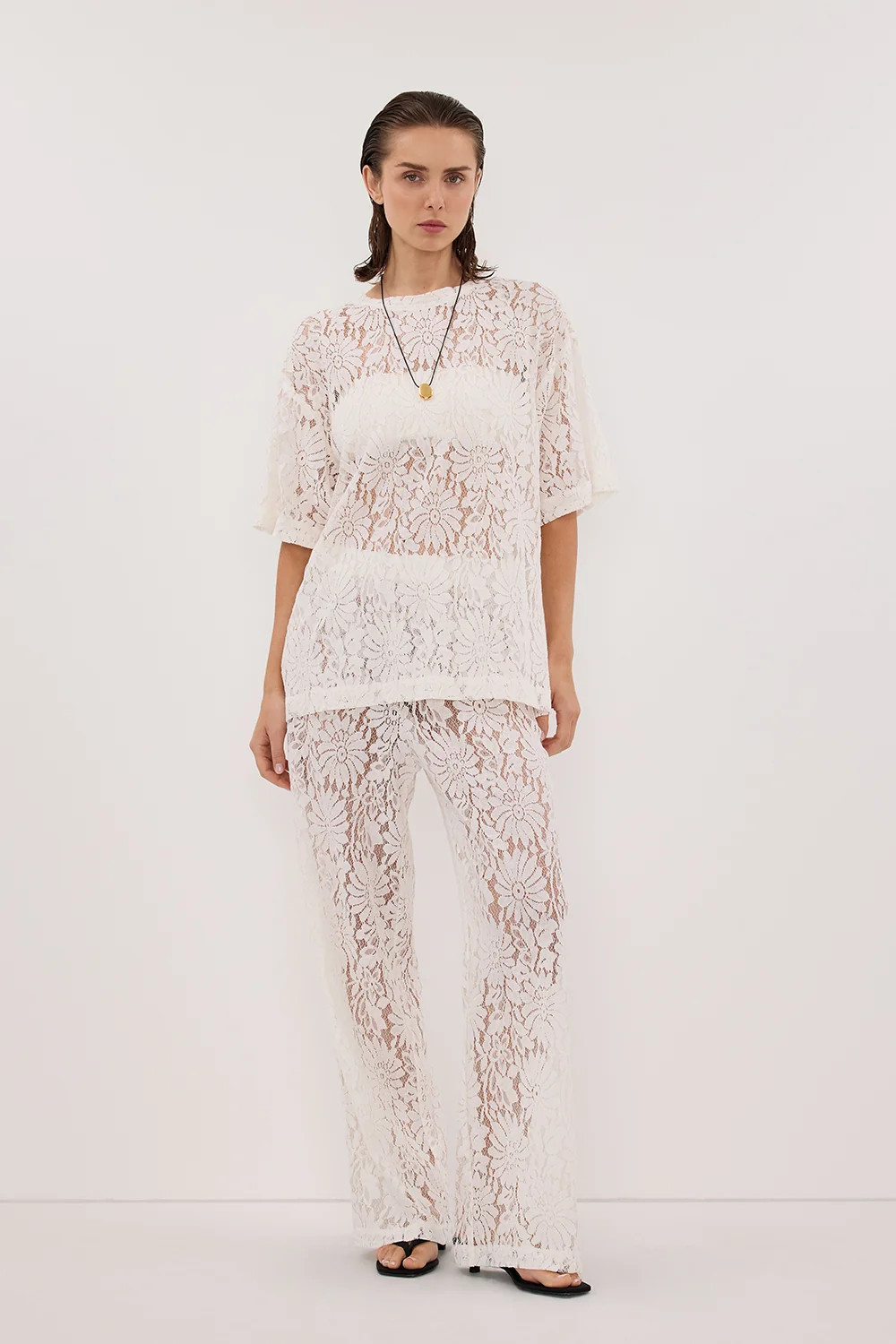 WILMA WHITE LACE PANT | DISSH
