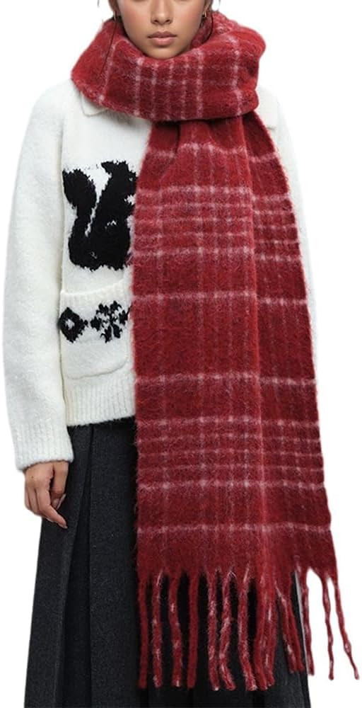 Large Chunky Plaid Scarf Winter Women Oversized Blanket Scarves Colorful Big Cashmere Thick Warm ... | Amazon (US)