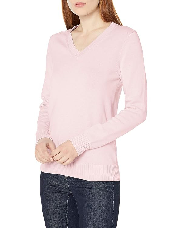 Suéter Amazon Essentials para mujer, 100% algodón, de manga larga, con cuello en V | Amazon (US)