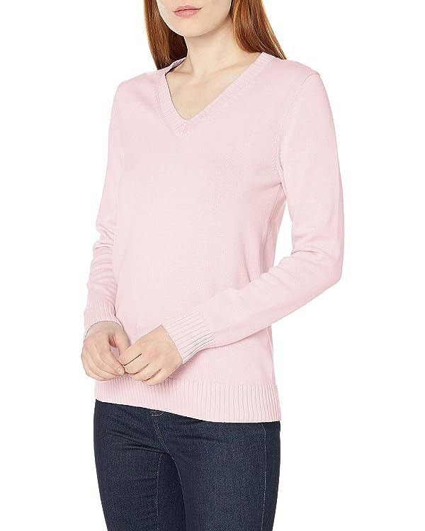 Suéter Amazon Essentials para mujer, 100% algodón, de manga larga, con cuello en V | Amazon (US)
