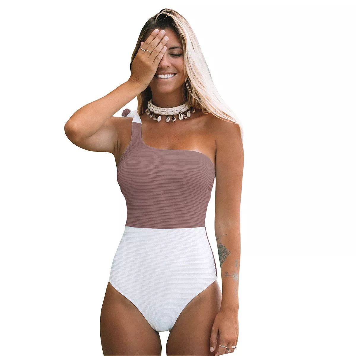 Women's CUPSHE Colorblock Asymmetrical One-Piece Swimsuit | Kohl's